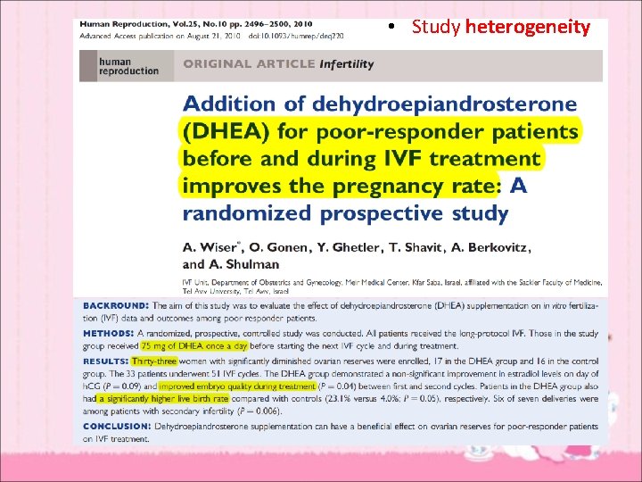  • Study heterogeneity 