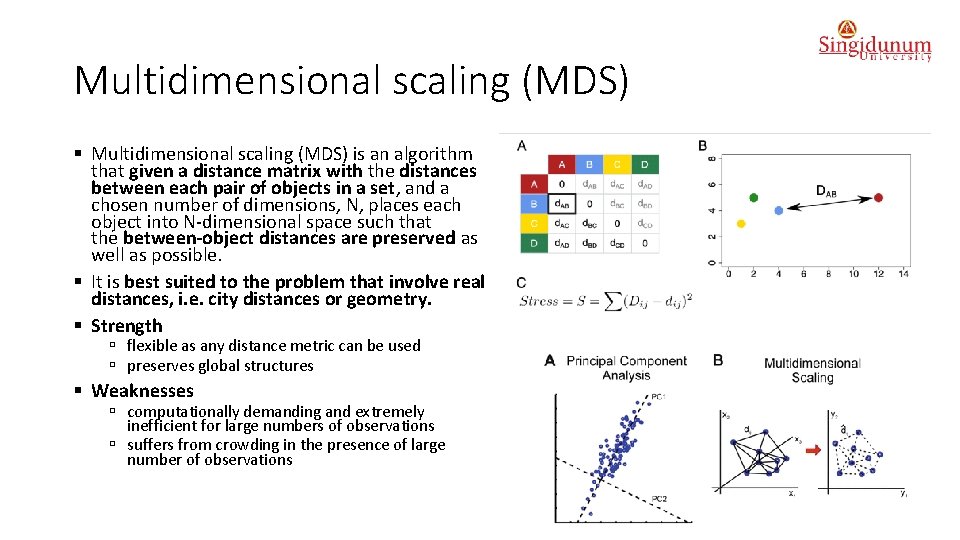 Multidimensional scaling (MDS) § Multidimensional scaling (MDS) is an algorithm that given a distance