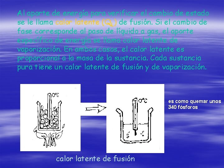 Al aporte de energía para verificar el cambio de estado se le llama calor