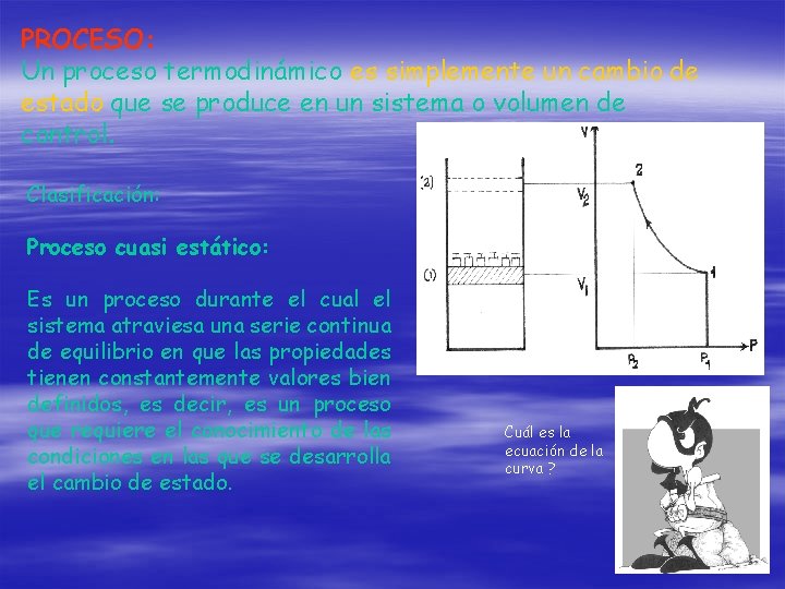 PROCESO: Un proceso termodinámico es simplemente un cambio de estado que se produce en