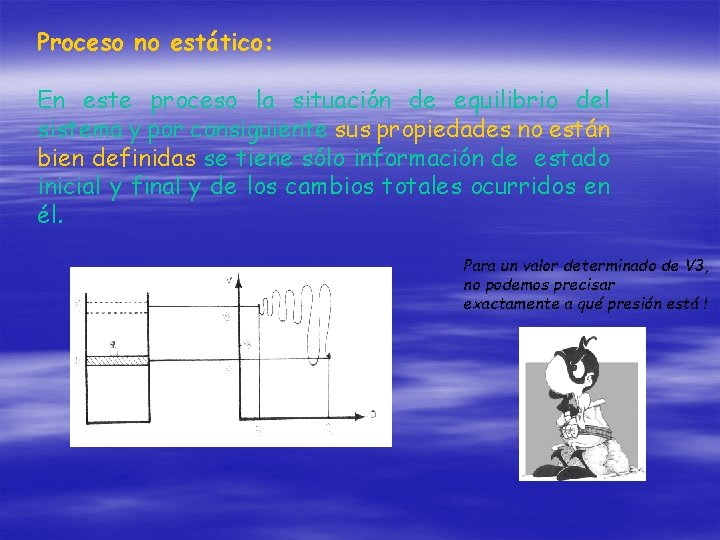 Proceso no estático: En este proceso la situación de equilibrio del sistema y por