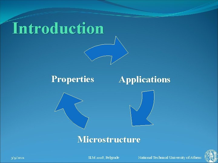 Introduction Properties Applications Microstructure 3/9/2021 SLM 2008, Belgrade National Technical University of Athens 