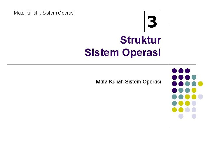 Mata Kuliah : Sistem Operasi 3 Struktur Sistem Operasi Mata Kuliah Sistem Operasi 