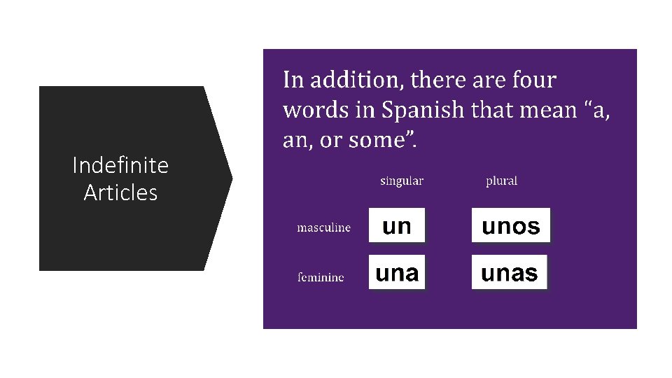 Indefinite Articles Indefinite Articles