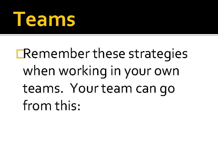 Teams �Remember these strategies when working in your own teams. Your team can go