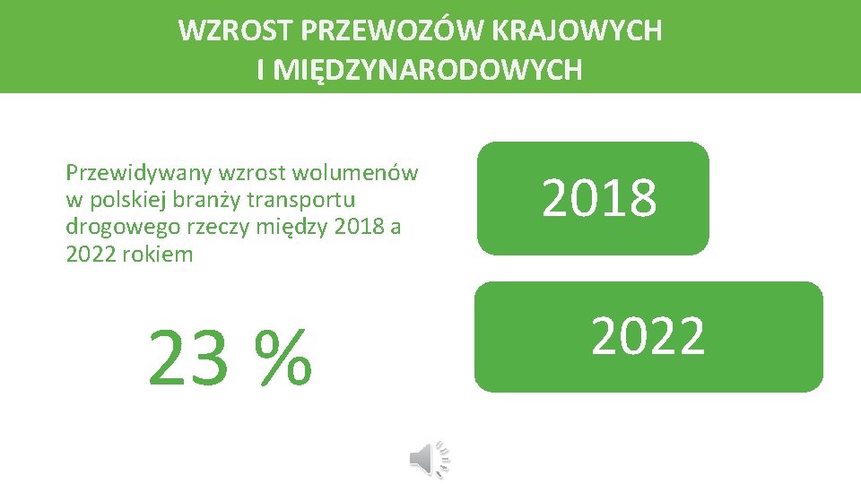 WZROST PRZEWOZÓW KRAJOWYCH I MIĘDZYNARODOWYCH Przewidywany wzrost wolumenów w polskiej branży transportu drogowego rzeczy