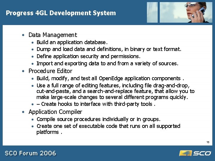 Progress 4 GL Development System · Data Management · · Build an application database.