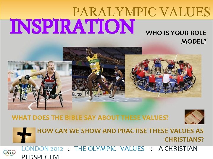 PARALYMPIC VALUES INSPIRATION WHO IS YOUR ROLE MODEL? WHAT DOES THE BIBLE SAY ABOUT
