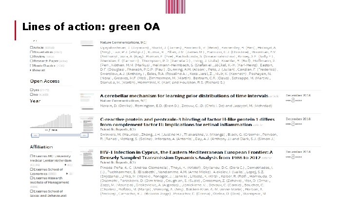 Lines of action: green OA 14 