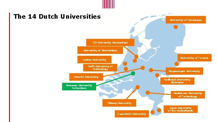 The 14 Dutch Universities University of Groningen VU University Amsterdam University of Twente Leiden