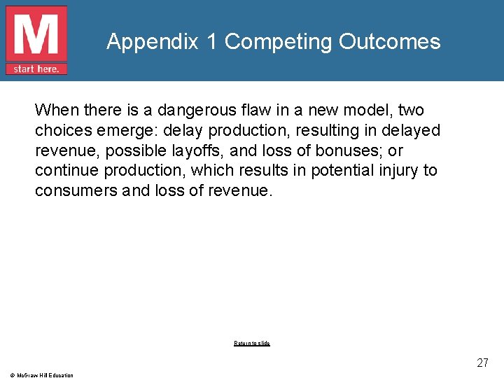 Appendix 1 Competing Outcomes When there is a dangerous flaw in a new model,