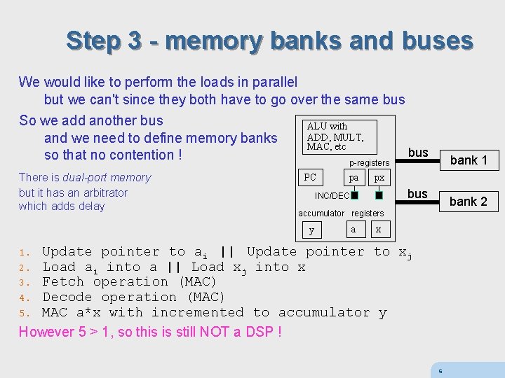 Step 3 - memory banks and buses We would like to perform the loads