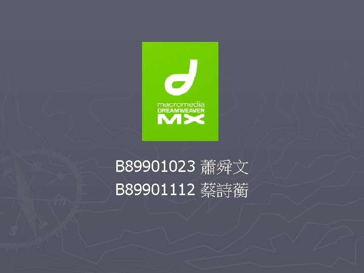 B 89901023 蕭舜文 B 89901112 蔡詩蘅 