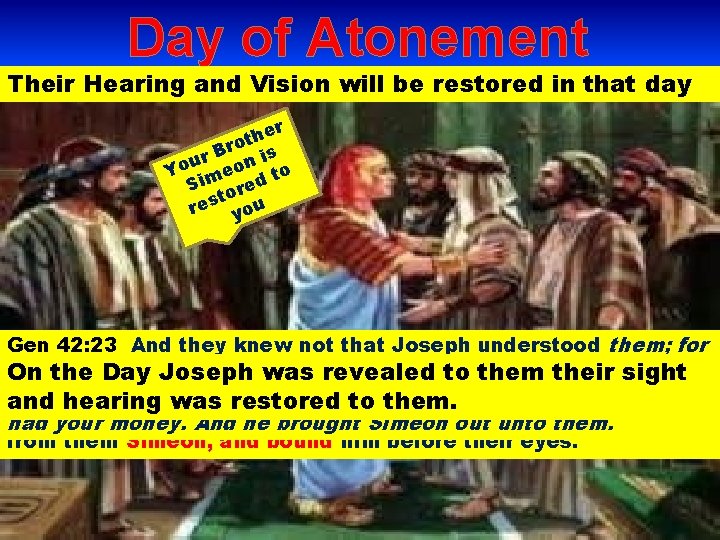 Day of Atonement Their Hearing and Vision will be restored in that day er