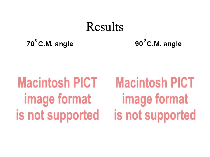 Results 0 70 C. M. angle 0 90 C. M. angle 