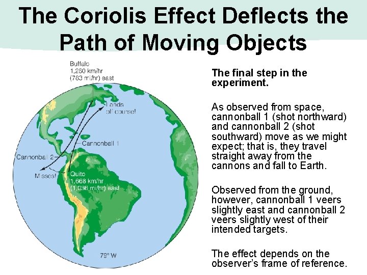 The Coriolis Effect Deflects the Path of Moving Objects The final step in the The Coriolis Effect Deflects the Path of Moving Objects The final step in the
