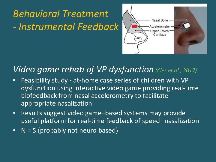 Behavioral Treatment - Instrumental Feedback Video game rehab of VP dysfunction (Cler et al.