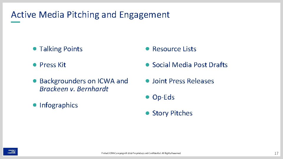 Active Media Pitching and Engagement Talking Points Resource Lists Press Kit Social Media Post