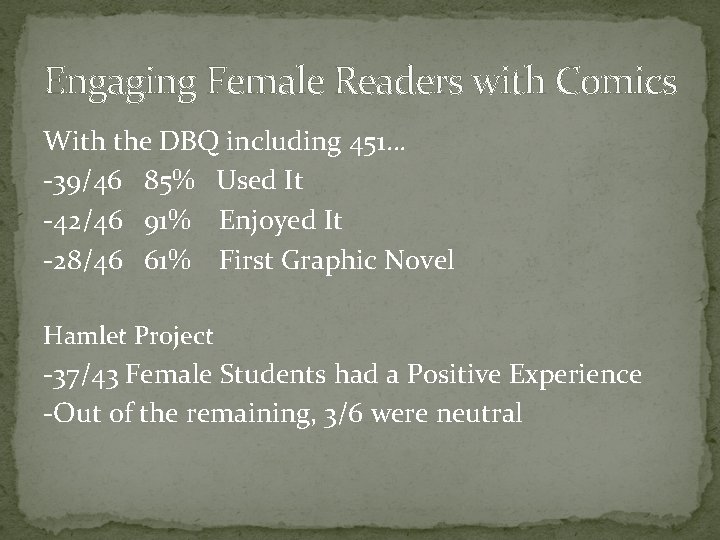 Engaging Female Readers with Comics With the DBQ including 451… -39/46 85% Used It