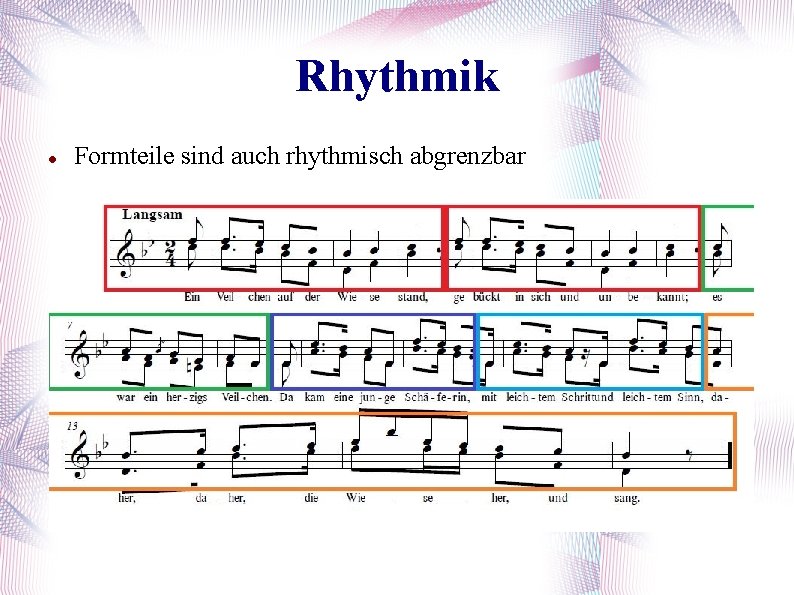 Rhythmik Formteile sind auch rhythmisch abgrenzbar 