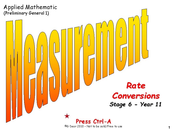 Math G1 Rates Applied Mathematic Preliminary General 1 Rate Conversions Stage