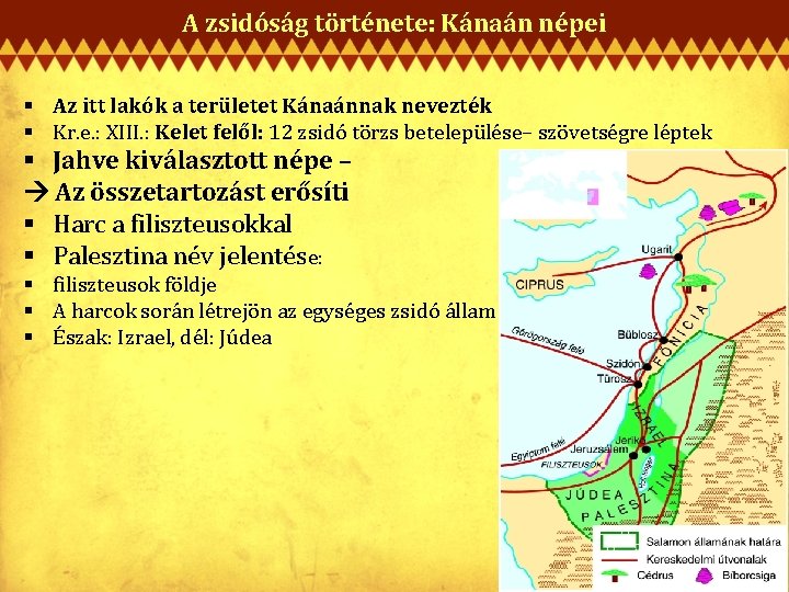 A zsidóság története: Kánaán népei § Az itt lakók a területet Kánaánnak nevezték §