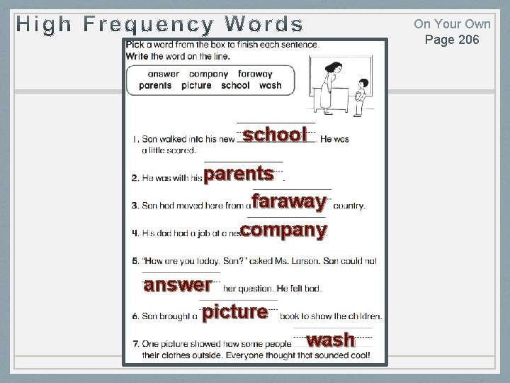 On Your Own Page 206 school parents faraway company answer picture wash 