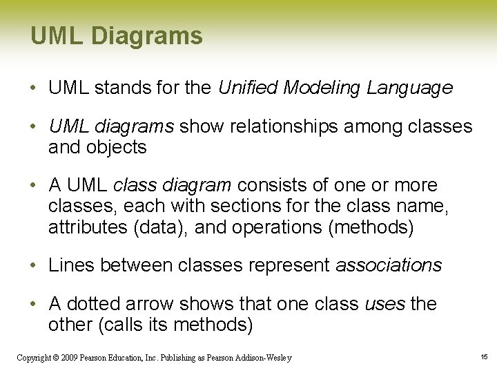 UML Diagrams • UML stands for the Unified Modeling Language • UML diagrams show