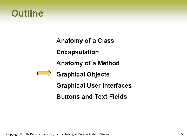 Outline Anatomy of a Class Encapsulation Anatomy of a Method Graphical Objects Graphical User