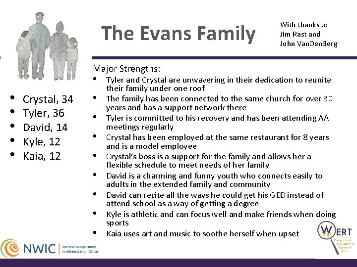The Evans Family Major Strengths: • • • Crystal, 34 Tyler, 36 David, 14
