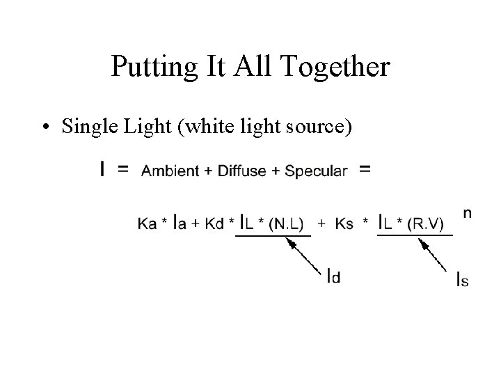 Putting It All Together • Single Light (white light source) 