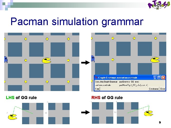 Pacman simulation grammar LHS of GG rule RHS of GG rule 9 