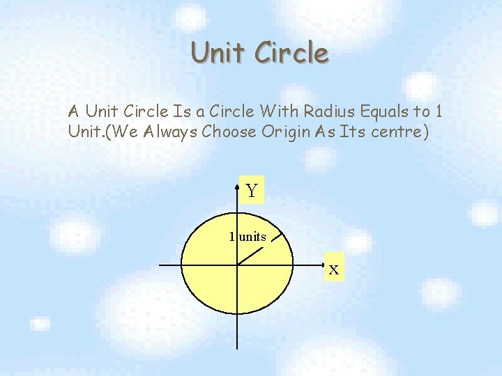 Unit Circle A Unit Circle Is a Circle With Radius Equals to 1 Unit.