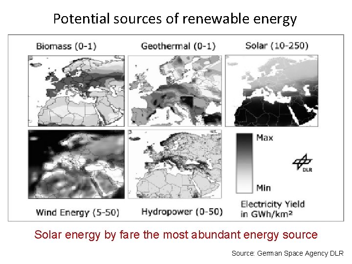 Potential sources of renewable energy Solar energy by fare the most abundant energy source