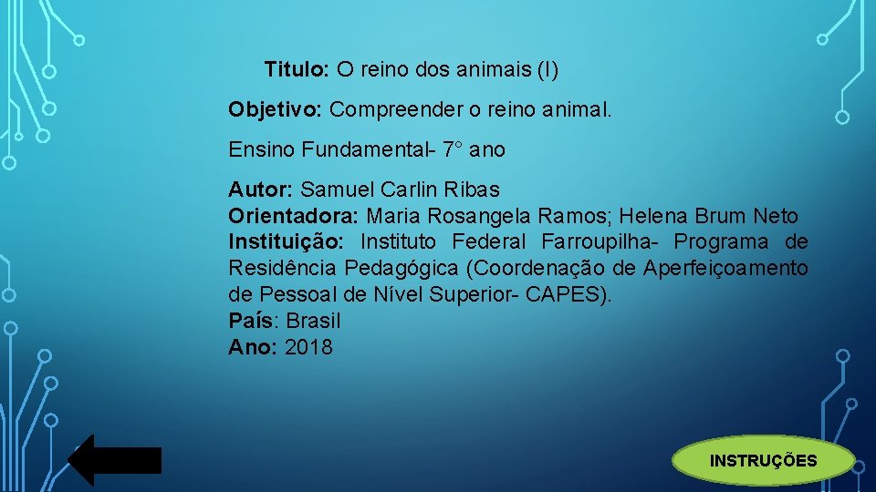 Titulo: O reino dos animais (I) Objetivo: Compreender o reino animal. Ensino Fundamental- 7°