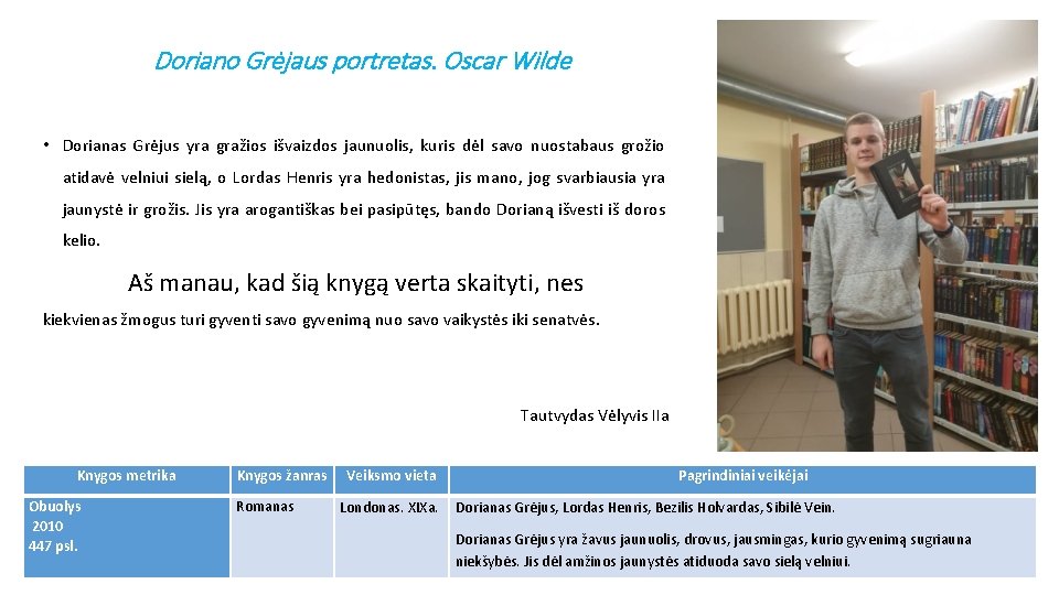 Doriano Grėjaus portretas. Oscar Wilde • Dorianas Grėjus yra gražios išvaizdos jaunuolis, kuris dėl Doriano Grėjaus portretas. Oscar Wilde • Dorianas Grėjus yra gražios išvaizdos jaunuolis, kuris dėl
