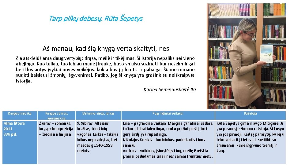Tarp pilkų debesų. Rūta Šepetys Aš manau, kad šią knygą verta skaityti, nes čia Tarp pilkų debesų. Rūta Šepetys Aš manau, kad šią knygą verta skaityti, nes čia