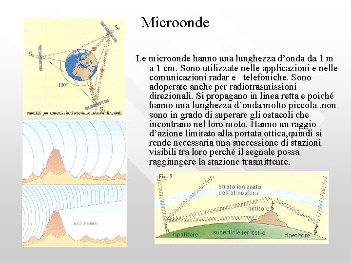 Microonde Le microonde hanno una lunghezza d’onda da 1 m a 1 cm. Sono