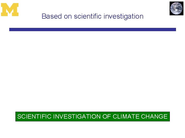 Based on scientific investigation SCIENTIFIC INVESTIGATION OF CLIMATE CHANGE 