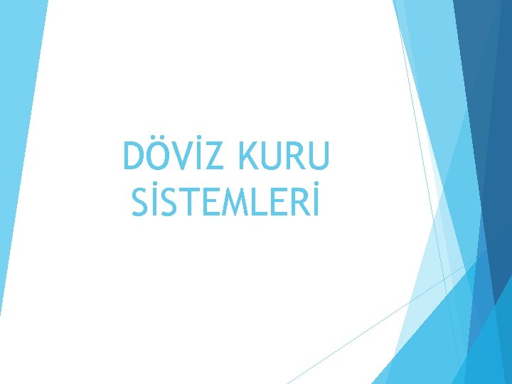 DÖVİZ KURU SİSTEMLERİ 