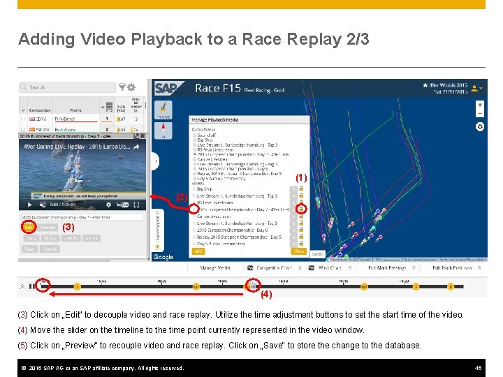 Adding Video Playback to a Race Replay 2/3 (1) (2) (3) (4) (3) Click