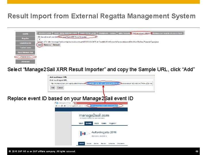 Result Import from External Regatta Management System Select “Manage 2 Sail XRR Result Importer”