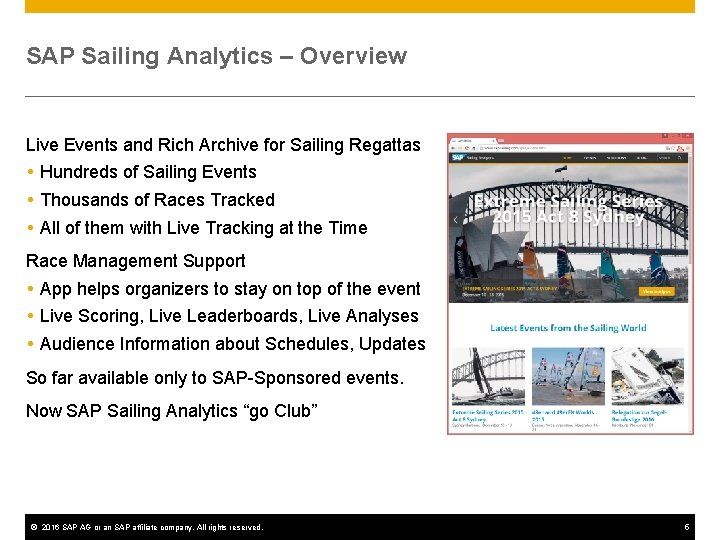 SAP Sailing Analytics – Overview Live Events and Rich Archive for Sailing Regattas Hundreds