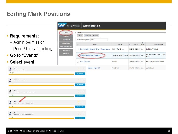 Editing Mark Positions Requirements: – Admin permission – Race Status: Tracking Go to “Events”