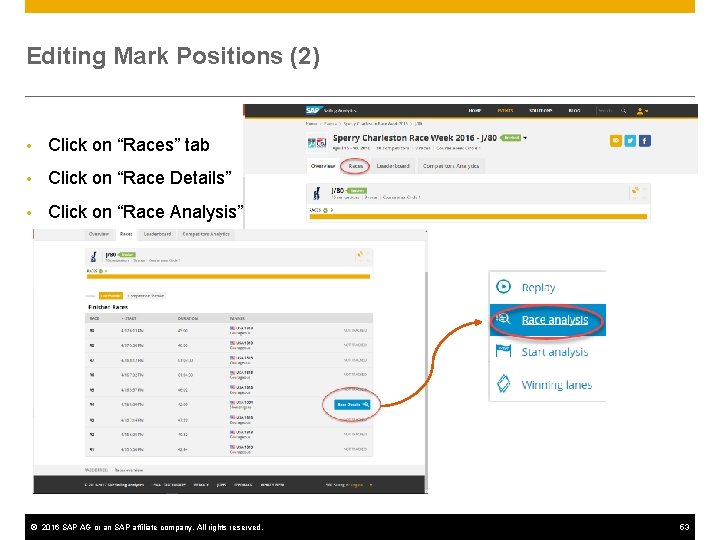 Editing Mark Positions (2) • Click on “Races” tab • Click on “Race Details”