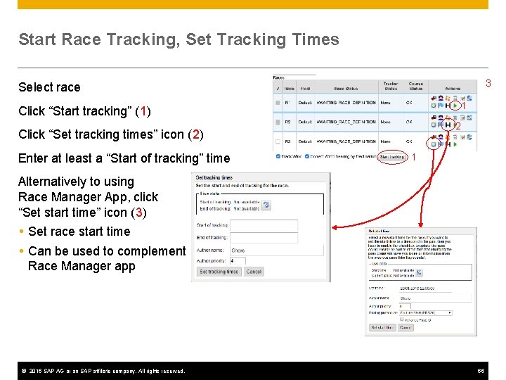 Start Race Tracking, Set Tracking Times 3 Select race 1 Click “Start tracking” (1)