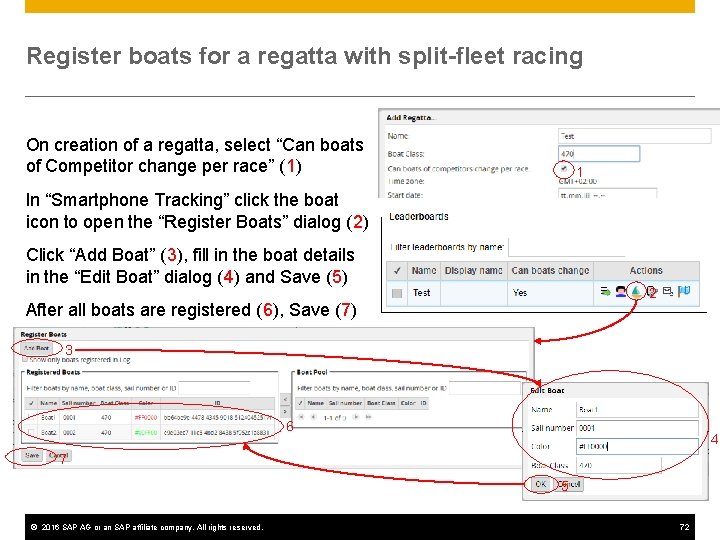 Register boats for a regatta with split-fleet racing On creation of a regatta, select