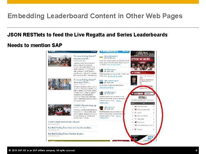 Embedding Leaderboard Content in Other Web Pages JSON RESTlets to feed the Live Regatta