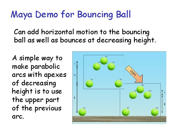 Maya Demo for Bouncing Ball Can add horizontal motion to the bouncing ball as