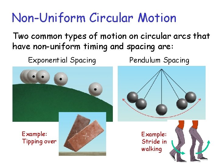 Non-Uniform Circular Motion Two common types of motion on circular arcs that have non-uniform